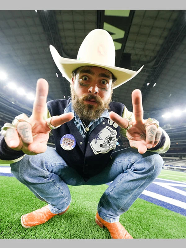 2025 Thanksgiving Halftime Show Post Malone Dallas Cowboys Varsity Jacket