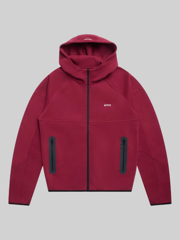 6PM Hooded Roadman Jacket Black Red