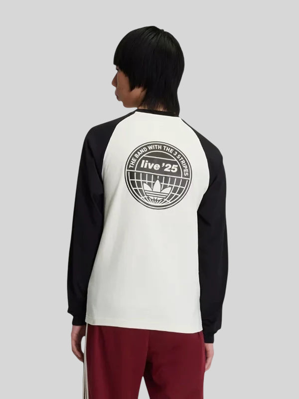 Adidas Oasis Tour 3 STRIPES Long Sleeve T Shirt Black-White