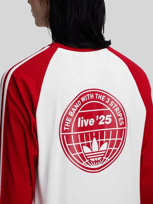 Adidas x Oasis Tour 3 STRIPES Long Sleeve Red and White Sweatshirt