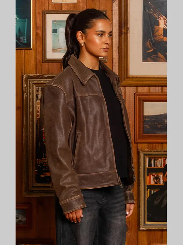 Aged Heavy Wash Leather Jacket Mutimer