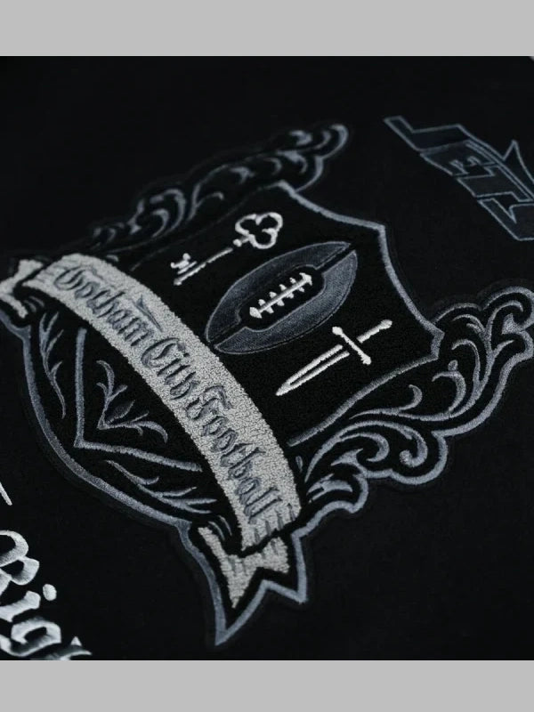 All The Right x Jets Gotham City Black Varsity Jacket
