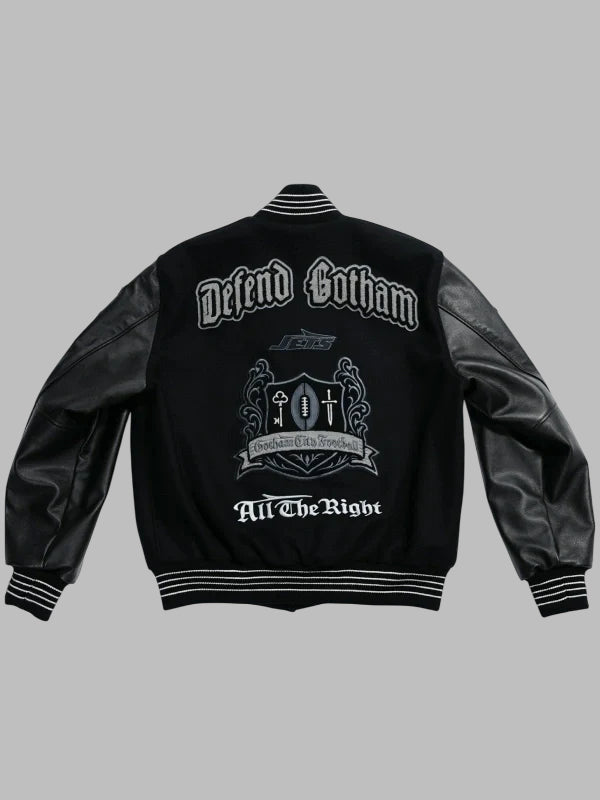 All The Right x New York Jets Black Varsity Jacket