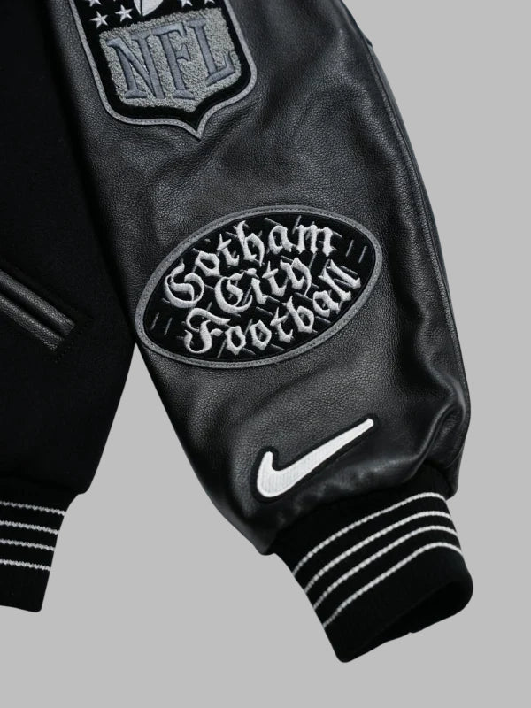 All The Right x New York Jets Gotham City Football Varsity Jacket