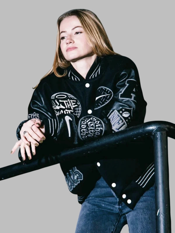 All The Right x New York Jets Varsity Jacket Black