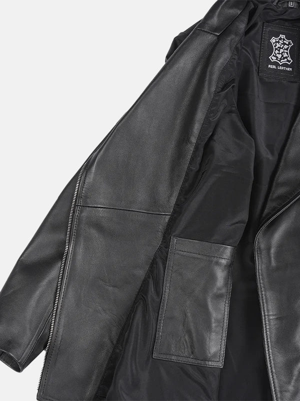 Clarissa Womens Black Peplum Leather Jacket