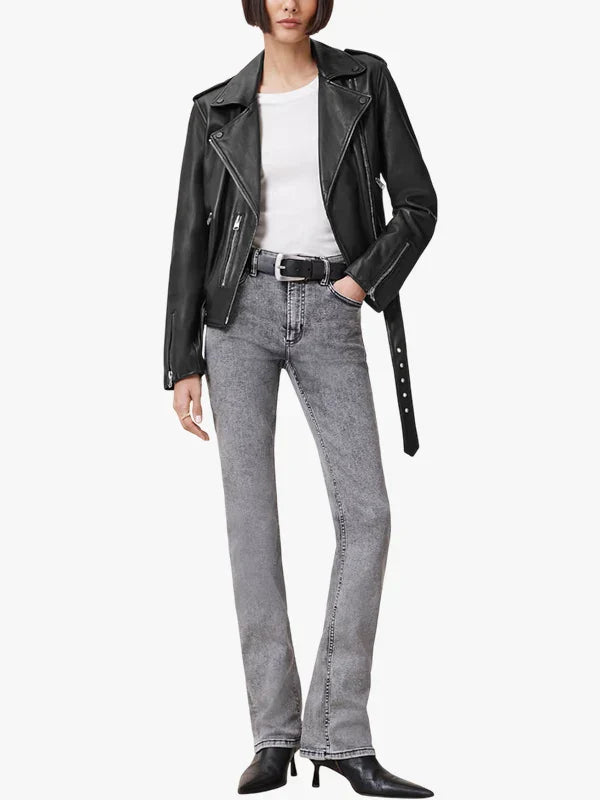 Balfern Black Leather Biker Jacket