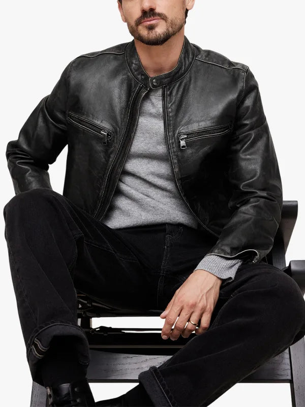 Banana Republic Leather Biker Jacket Black 