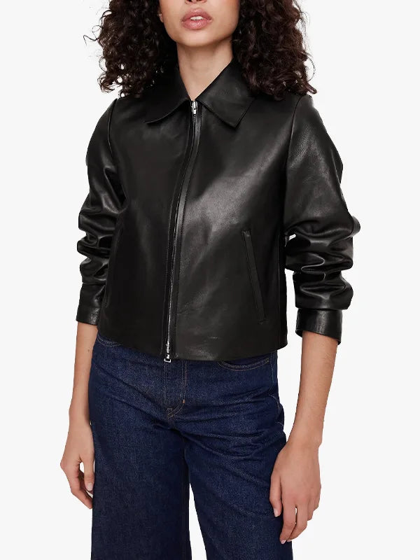 Banana Republic Minimalist Leather Jacket Black