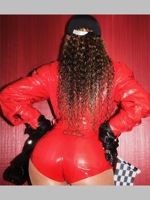 Beyonce Ferrari Red Leather Bodysuit 2025 F1 Las Vegas Grand Prix