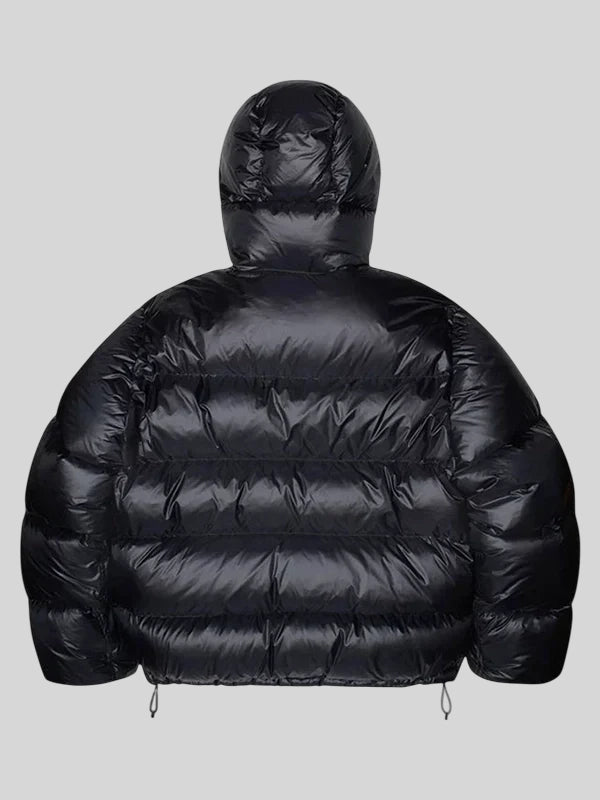 Black and pink Stussy Puffer Jacket