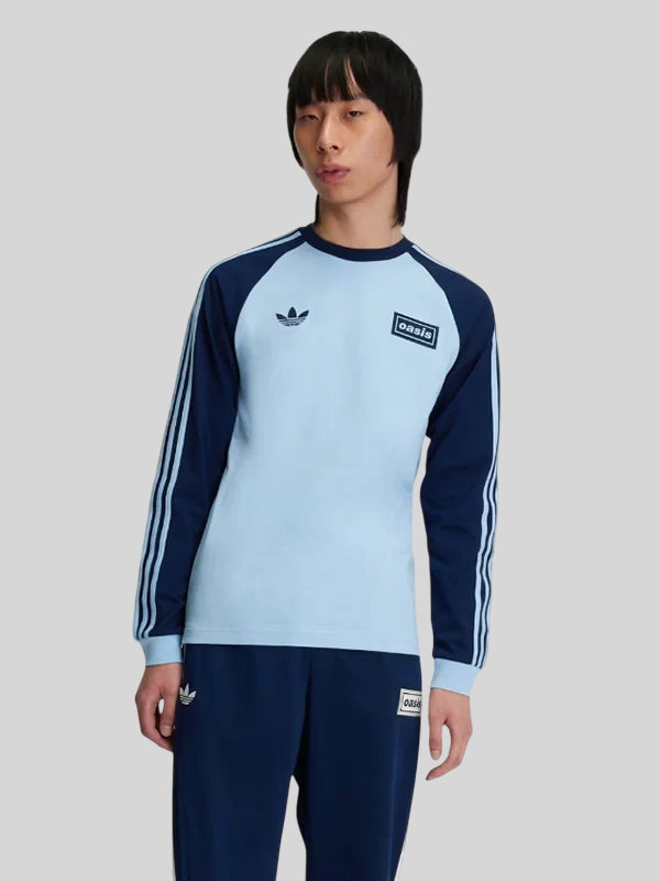Blue Adidas x Oasis Tour 3 STRIPES Long Sleeve Sweatshirt T-Shirt and Crewneck
