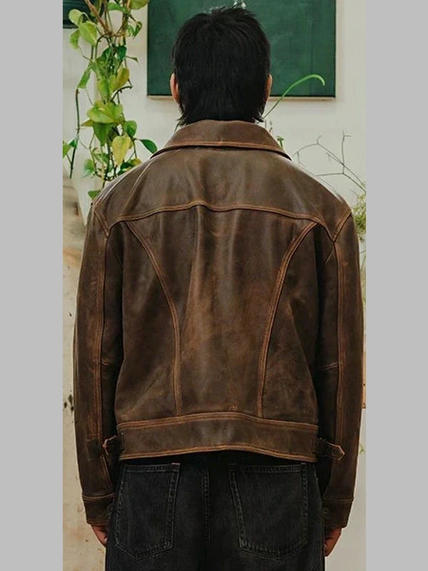 Brown Mutimer Leather Jacket Front