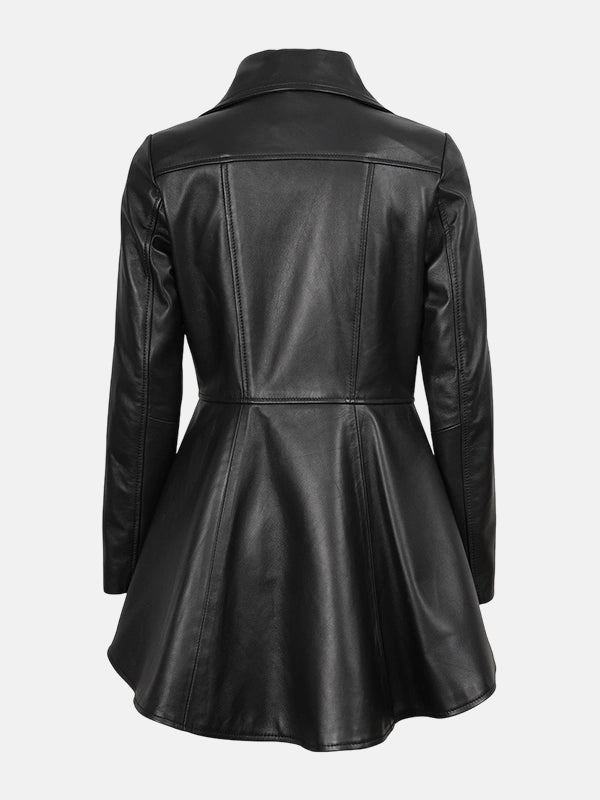Clarissa Womens Black Peplum Leather Jacket