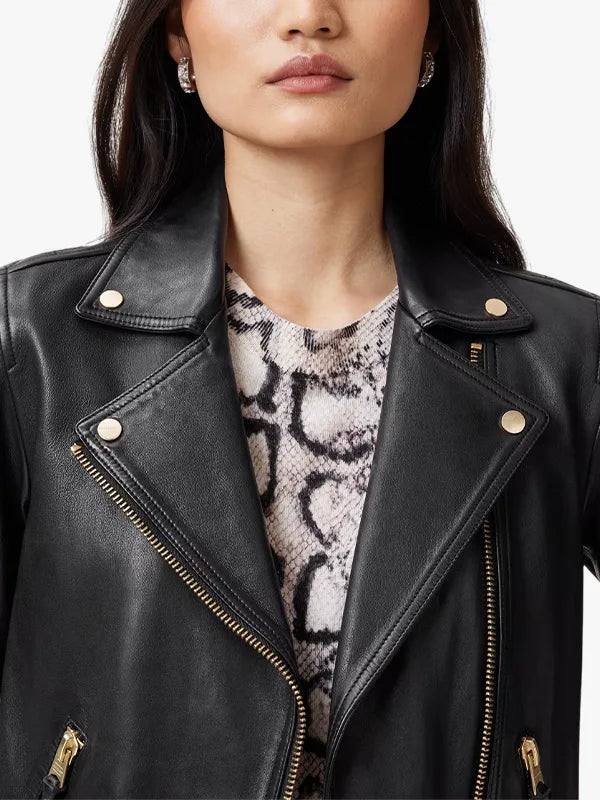 Dalby Women's Slim Fit Leather Biker Jacket