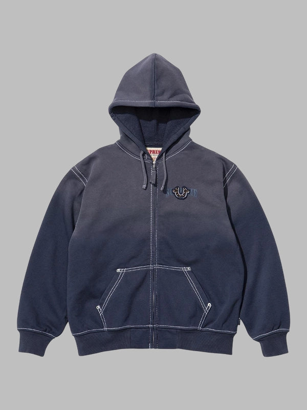 Fall Winter 2025 Supreme x True Religion Zip Up Hooded Sweatshirt Blue
