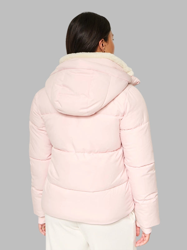 Faux Fur Lined All Weather Pink Hooded Jacket