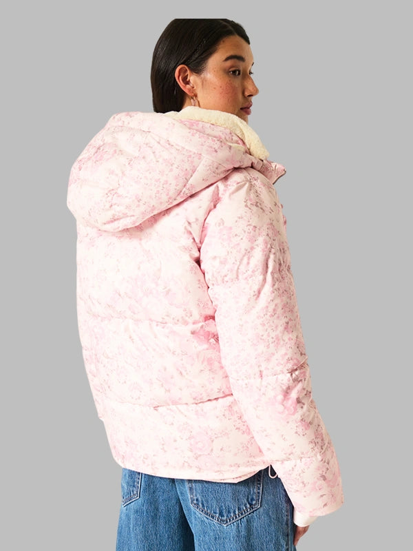 Faux Fur Lined All Weather Puffer Jacket Pink