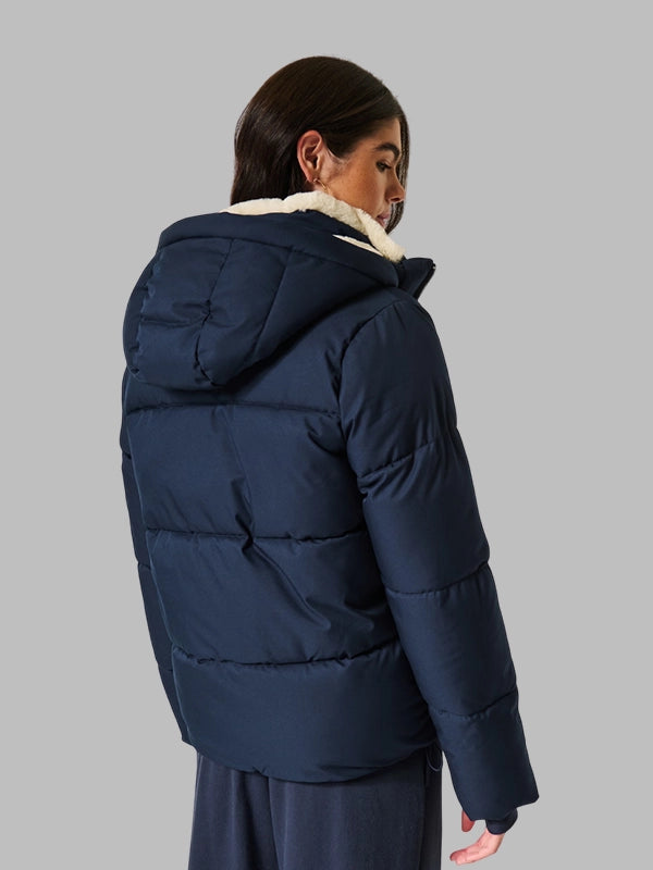 Faux Fur Lined Blue Jacket