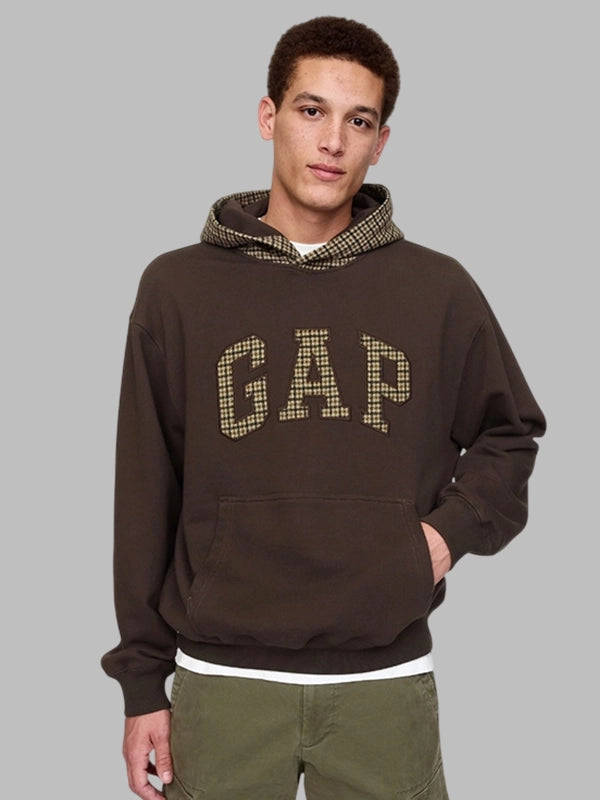 Gap Houndstooth Hoodie Brown