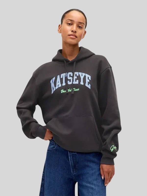 Gap KATSEYE Logo Relaxed Hoodie Moonless Night Black
