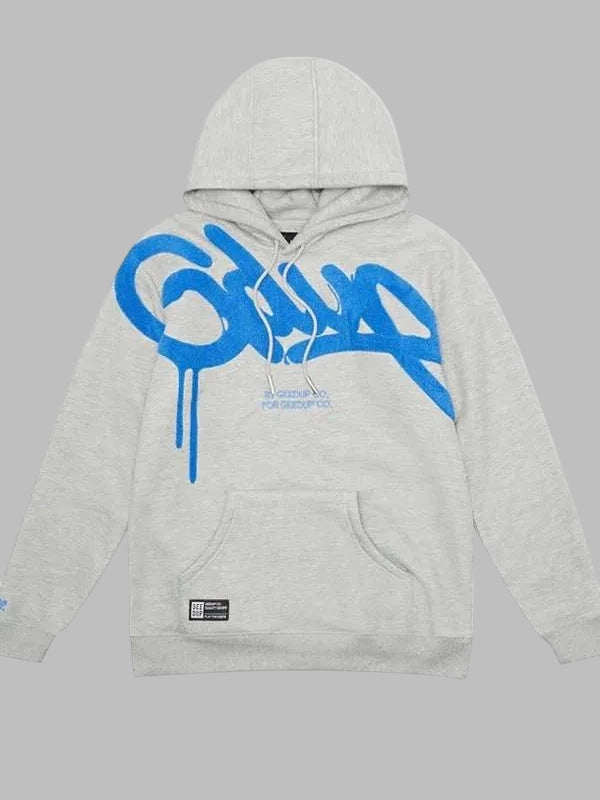 Geedup Grey Hoodie Blue Logo