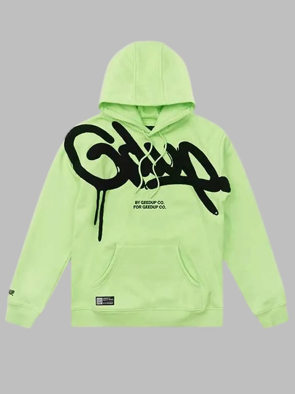 Geedup Handstyle Hoodie Green and black Logo