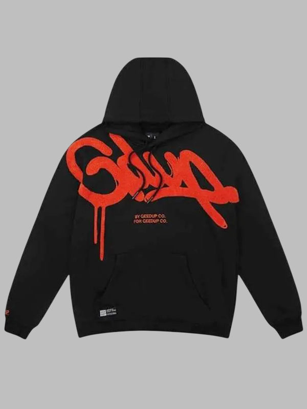Geedup Hoodie Black and Orange logo