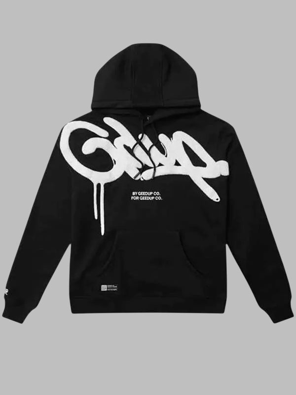 Geedup Hoodie Black and White logo