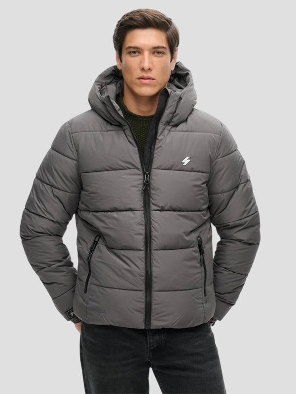 Grey Sports Puffer Jacket Superdry