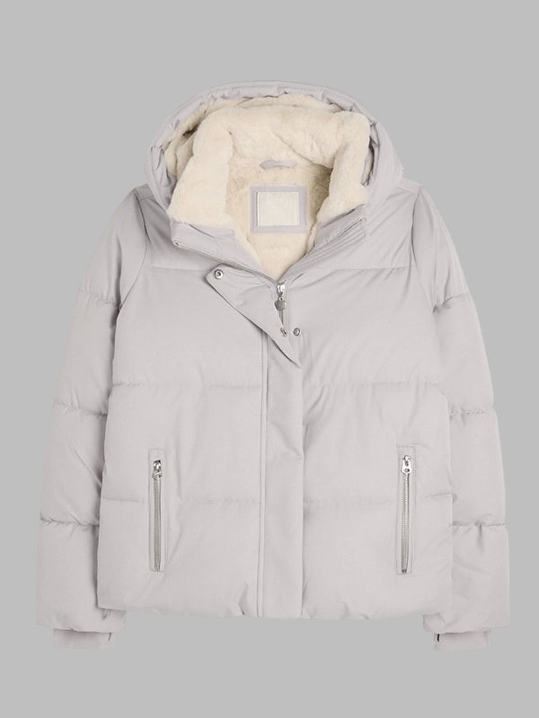 Hollister Puffer Jacket with Fur Hood Grey
