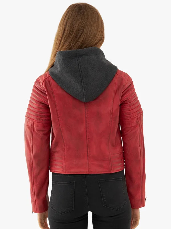 Women's Inferno Whirl Distressed Red Leather Jacket
