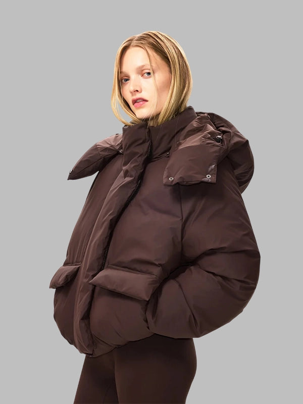 Khy Standard Box Oversized Brown Puffer Jacket