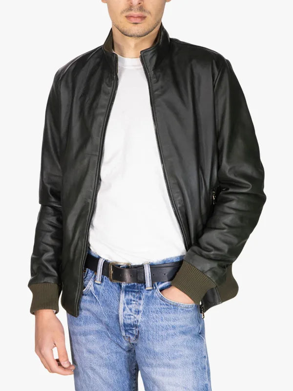 Victor Prime Green Real Leather Bomber Style Jacket