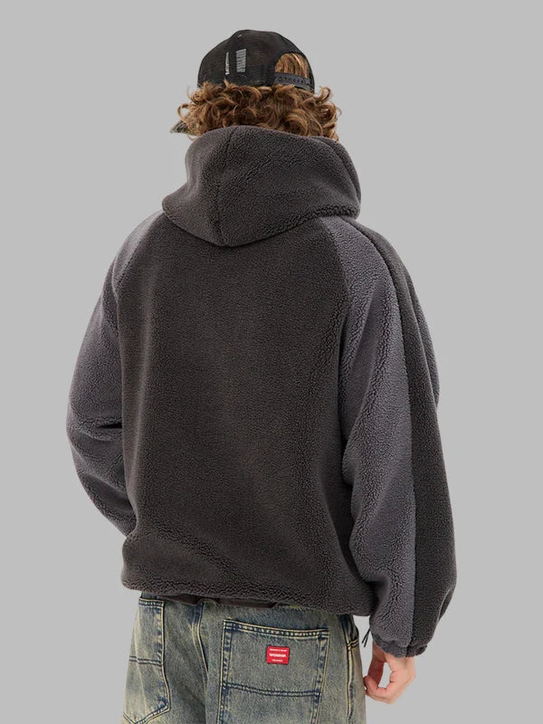 Men gravity hooded sherpa jacket Charcoal grey