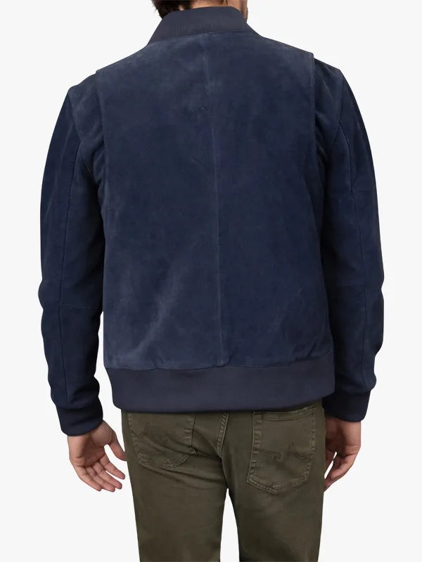 Men's Bagatelle Suede Bomber Blue Jacket