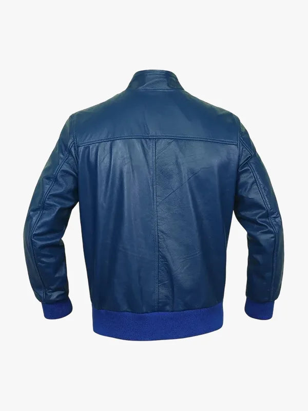 Matthew Blue Sheepskin Bomber Flight Jacket