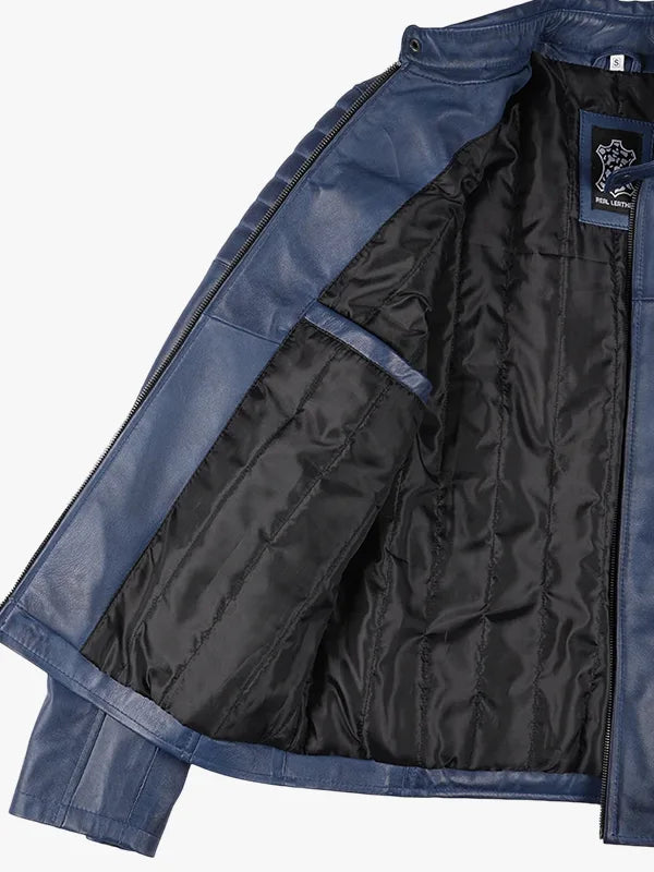 James Blue Waxed Cafe Racer Leather Jacket