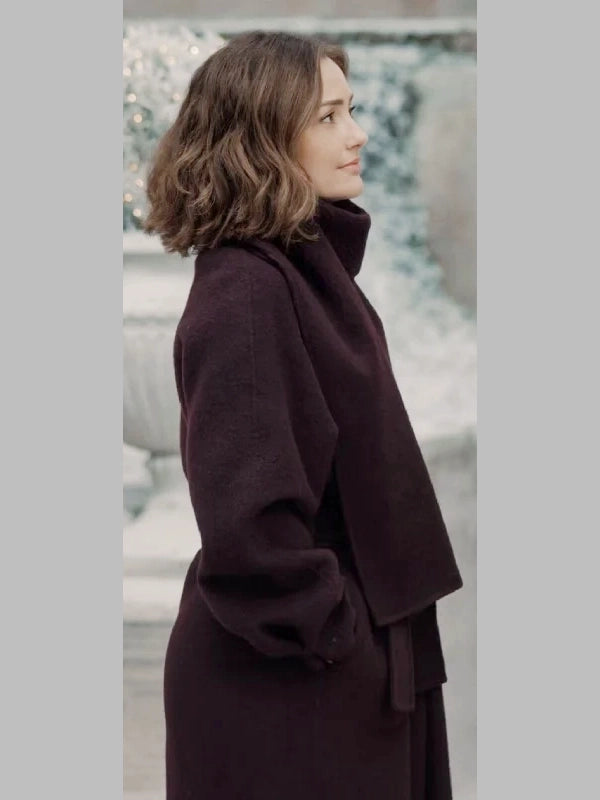 Minka Kelly Champagne Problems Maroon Coat