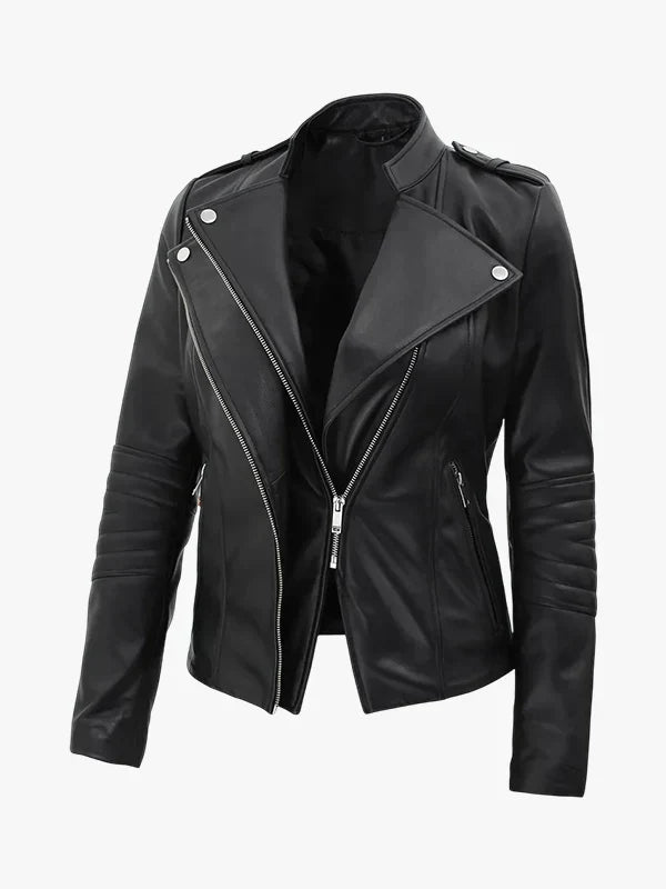 Monica Women’s Asymmetrical Leather Jacket
