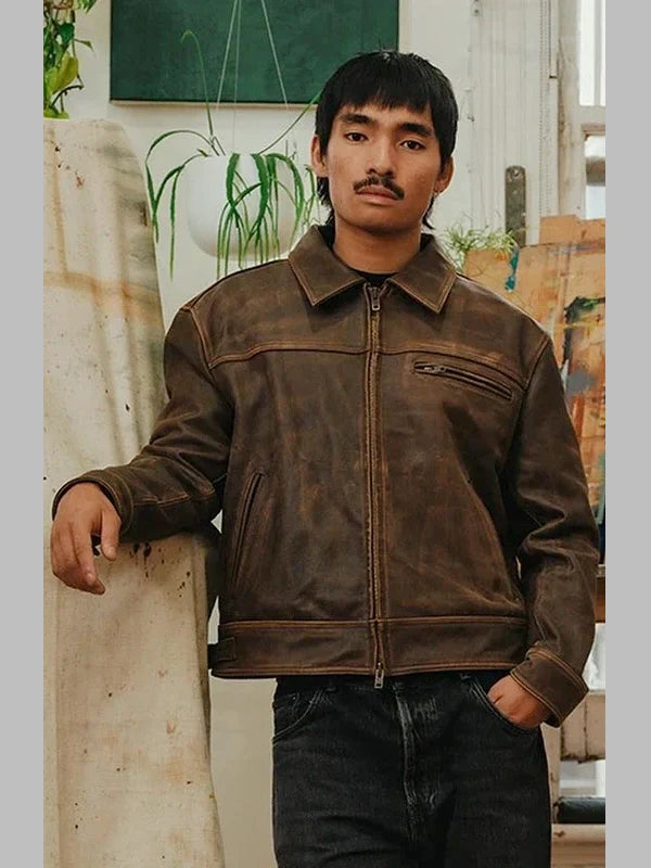 Mutimer Brown Leather Jacket For Sale
