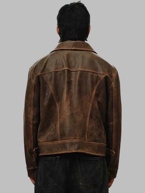 Mutimer Brown Leather Jacket Front