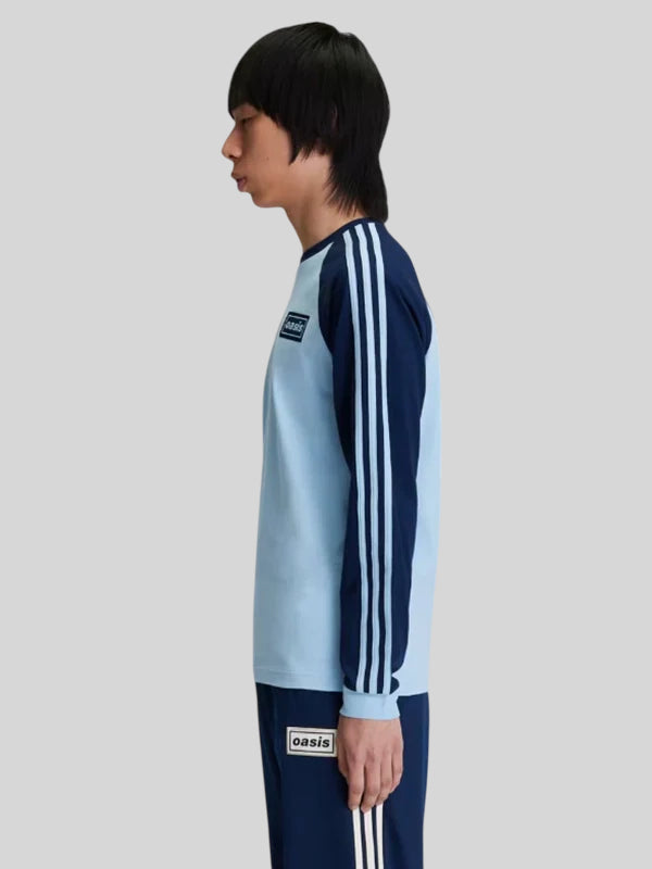 Oasis x Adidas Tour 3 STRIPES Long Sleeve T-Shirt Sweatshirt In Blue