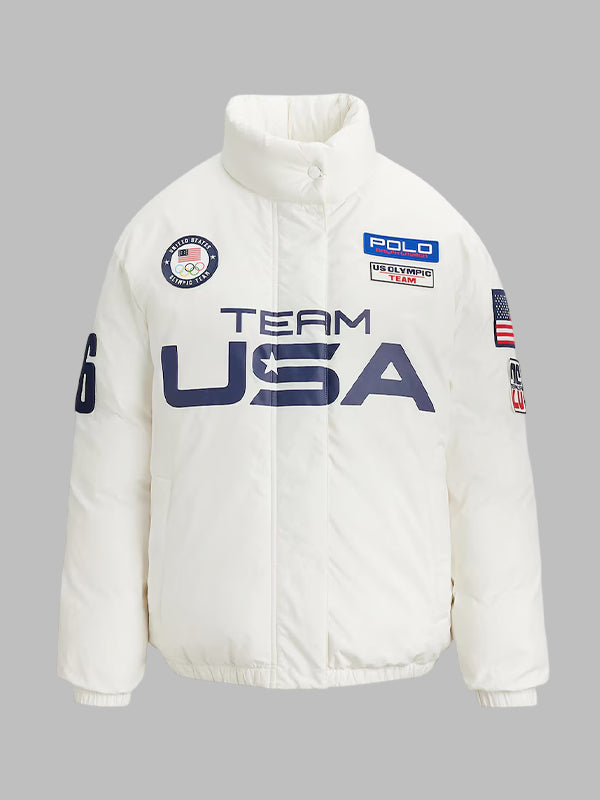 Ralph Lauren Winter Olympics 2026 White Down Puffer Jacket