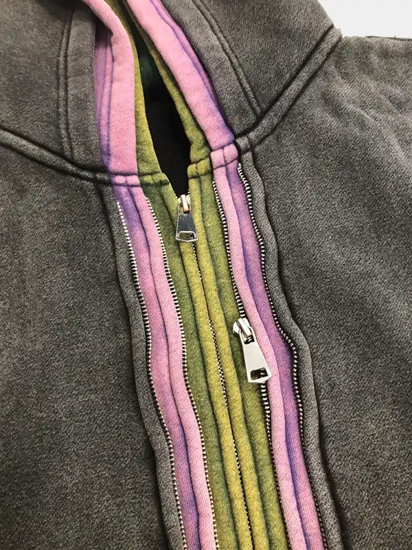 Raspberry X GV Gallery Hills Spliced-3 Zip Hoodie
