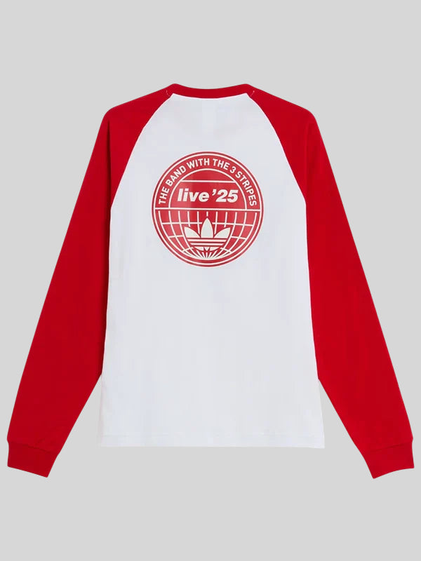 Red White Adidas x Oasis Tour 3 STRIPES Sweatshirt T-Shirt