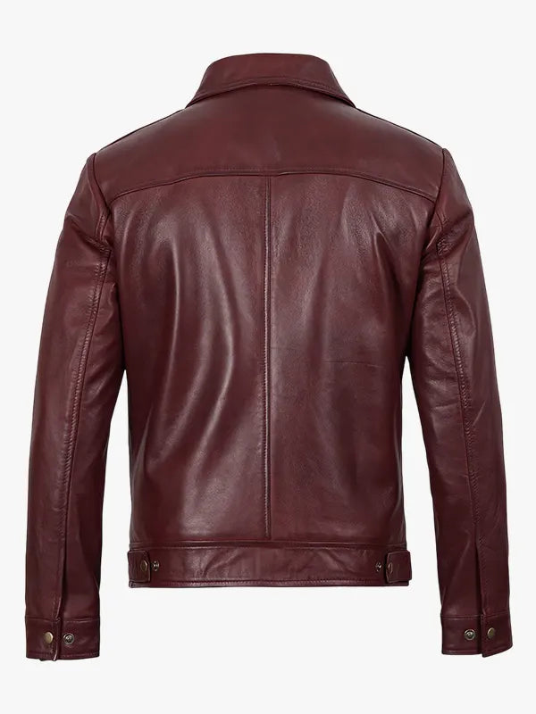Reeves Men's Harrington Real Burgundy Jacket Leather