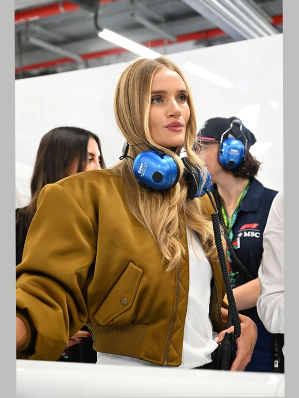 Rosie Huntington Formula 1 Qatar Grand Prix 2025 Golden Jacket