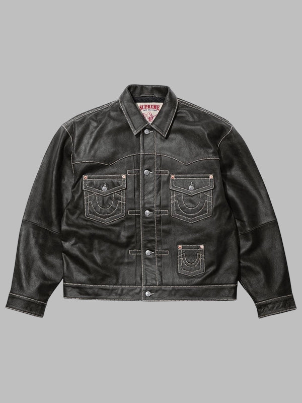 Supreme x True Religion Leather Jacket Black