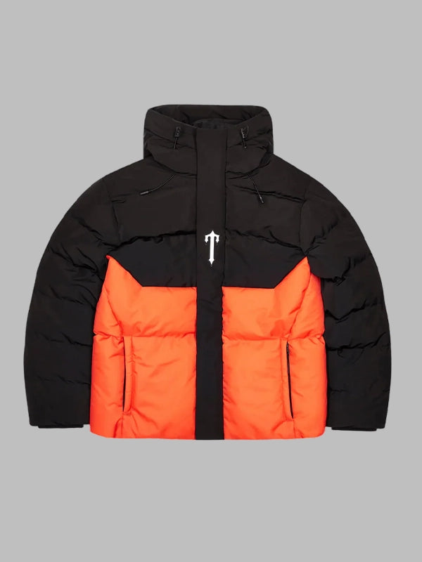 TRAPSTAR DECODED Puffer Jacket Black and Orange